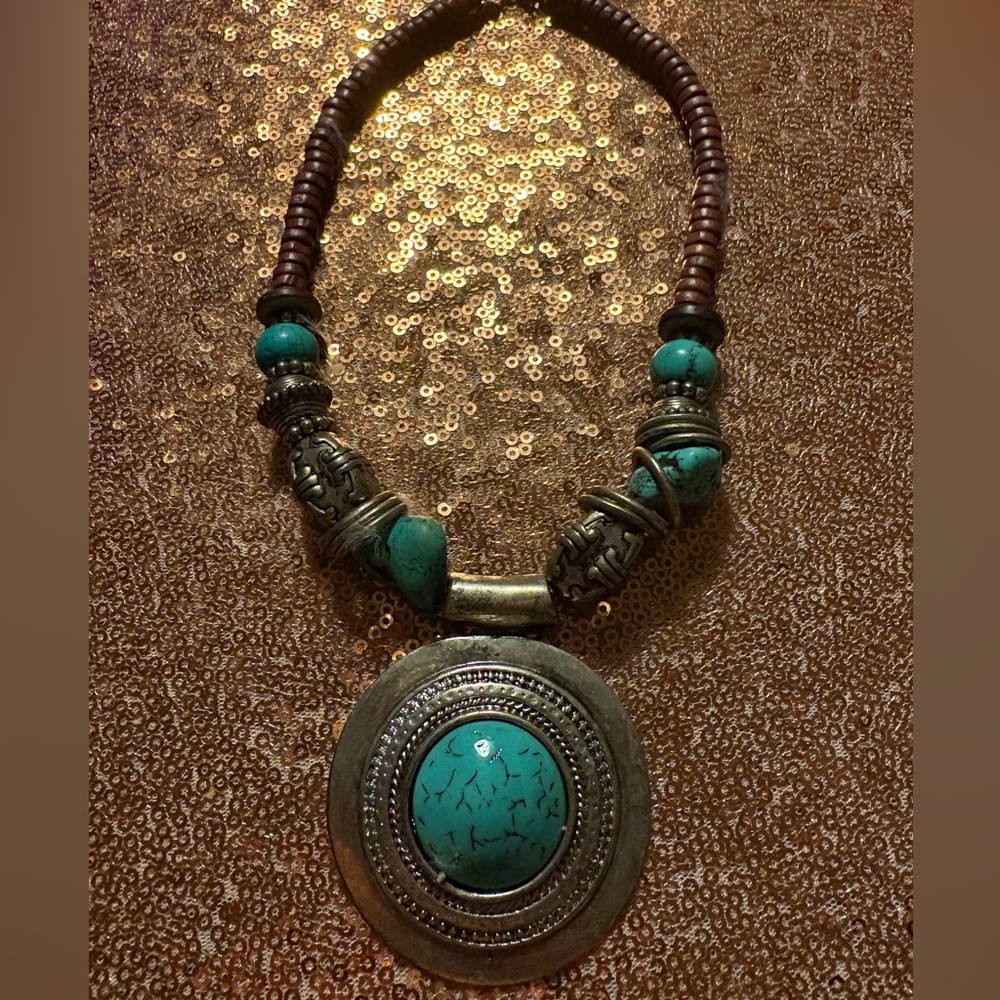 Turquoise and Silver Statement Necklace
